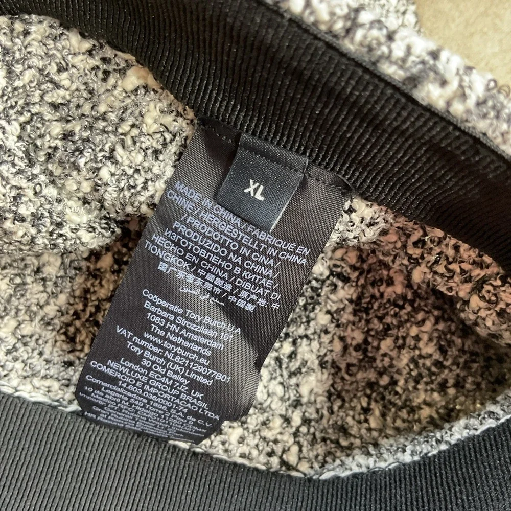 Tory Burch‎ Tweed Pencil Skirt Black Truffle Elastic Waist Knit Women Sz XL NWT